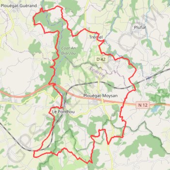 Itinéraire Le ponthou, distance, dénivelé, altitude, carte, profil, trace GPS