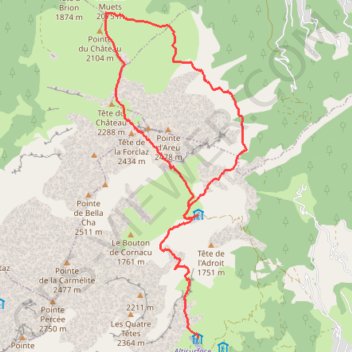 Itinéraire Tour des Aravis J2, distance, dénivelé, altitude, carte, profil, trace GPS