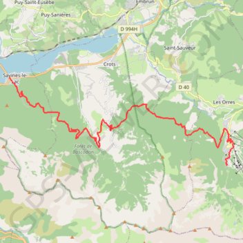 Itinéraire Les Orres - Savines le Lac, distance, dénivelé, altitude, carte, profil, trace GPS