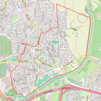 Itinéraire Entre l'Ill et la Doller, distance, dénivelé, altitude, carte, profil, trace GPS