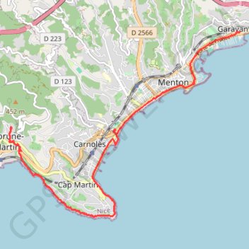 Itinéraire De Menton à Roquebrune-Cap-Martin, distance, dénivelé, altitude, carte, profil, trace GPS