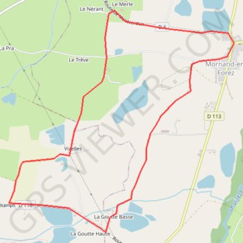 Itinéraire Mornand, distance, dénivelé, altitude, carte, profil, trace GPS