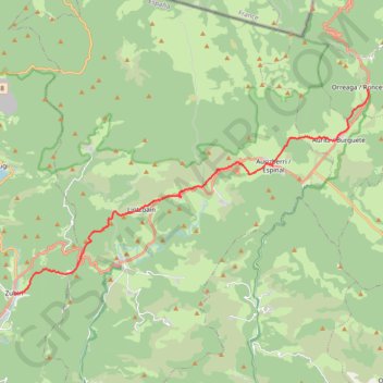 Itinéraire Roncevaux - Zubiri, distance, dénivelé, altitude, carte, profil, trace GPS