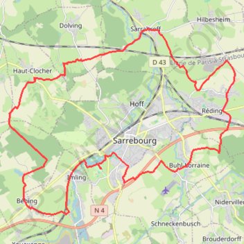 Itinéraire Circuit de Réding-Sarrebourg, distance, dénivelé, altitude, carte, profil, trace GPS