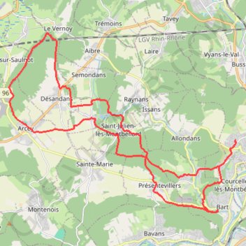 Itinéraire La colline du Vernois, distance, dénivelé, altitude, carte, profil, trace GPS