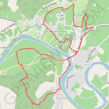 Itinéraire Caillac Mader par Douelle, distance, dénivelé, altitude, carte, profil, trace GPS