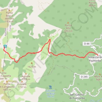 Itinéraire Liaison du refuge de Prati à Isulacciu di Fiumorbu, distance, dénivelé, altitude, carte, profil, trace GPS