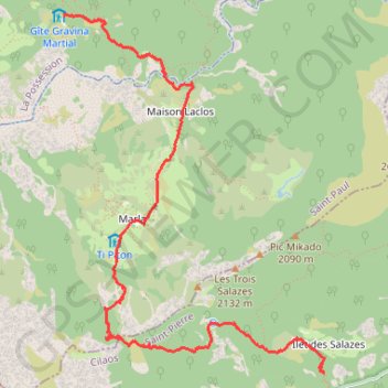 Itinéraire Ile de la Réunion - De Mafate à Cilaos, distance, dénivelé, altitude, carte, profil, trace GPS