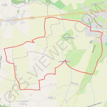 Itinéraire Chemin des Housiaux - Thiberville, distance, dénivelé, altitude, carte, profil, trace GPS