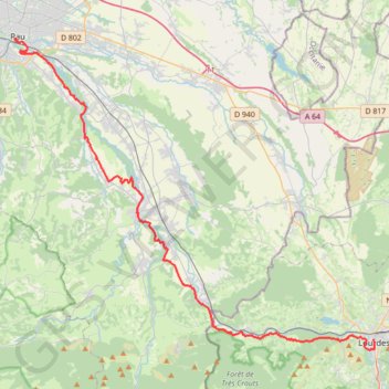 Itinéraire La "V 81" de Pau à Lourdes, distance, dénivelé, altitude, carte, profil, trace GPS