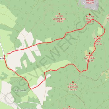 Itinéraire Les Puys de Jumes et la Coquille par Beauregard, distance, dénivelé, altitude, carte, profil, trace GPS