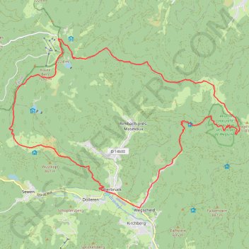 Itinéraire Oberbruck, Tête des perches, Belacker et une descente épinglée, distance, dénivelé, altitude, carte, profil, trace GPS