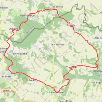 Itinéraire Grisy - Neuilly, distance, dénivelé, altitude, carte, profil, trace GPS