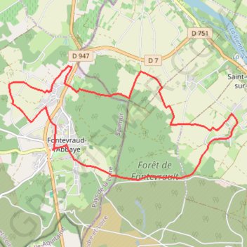 Itinéraire Autour de Fontevraud, distance, dénivelé, altitude, carte, profil, trace GPS