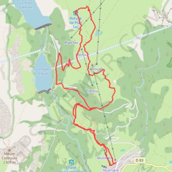 Itinéraire Refuge de Plan Sec, distance, dénivelé, altitude, carte, profil, trace GPS