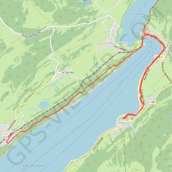 Itinéraire Lac de Joux - Le Lieu - Le Pont - L'Abbaye, distance, dénivelé, altitude, carte, profil, trace GPS