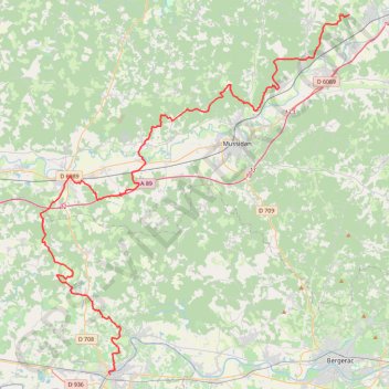 Itinéraire GR646 De Rougerie Saint Astier à Port-Sainte-Foy-et-Ponchapt (Dordogne), distance, dénivelé, altitude, carte, profil, trace GPS