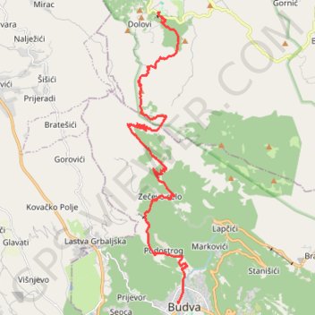 Itinéraire Montenegro - Lovcen J3, distance, dénivelé, altitude, carte, profil, trace GPS