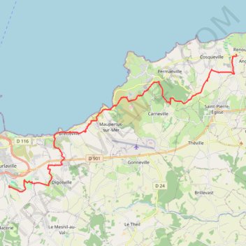 Itinéraire MAD JACQUES TREK COTENTIN 2026 - J1 Trace classique, distance, dénivelé, altitude, carte, profil, trace GPS