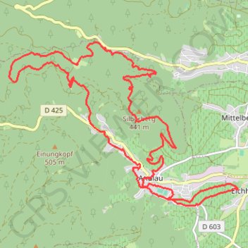 Itinéraire Andlau, Spesbourg, distance, dénivelé, altitude, carte, profil, trace GPS