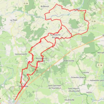 Itinéraire 4 - VTT 50, distance, dénivelé, altitude, carte, profil, trace GPS