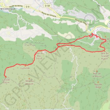 Itinéraire MIMET - L'ETOILE (13), distance, dénivelé, altitude, carte, profil, trace GPS