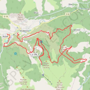 Itinéraire Auzat - Col de Grail Vicdessos Rais ABS, distance, dénivelé, altitude, carte, profil, trace GPS