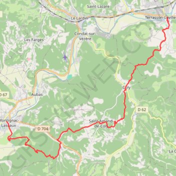 Itinéraire GR461 Randonnée de Montignac à Terrasson-Lavilledieu (Dordogne), distance, dénivelé, altitude, carte, profil, trace GPS