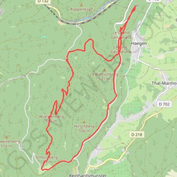 Itinéraire De Stambach au Haut Barr, distance, dénivelé, altitude, carte, profil, trace GPS