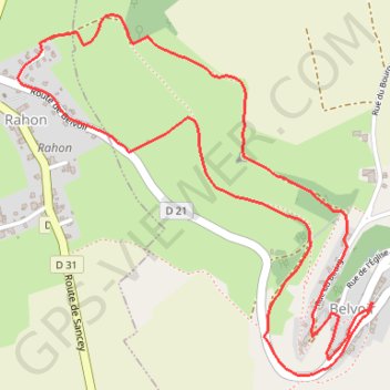 Itinéraire Petit circuit à Belvoir, distance, dénivelé, altitude, carte, profil, trace GPS