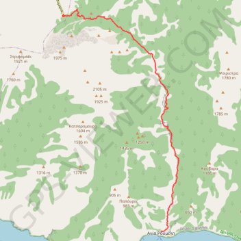 Itinéraire Gorges de Samaria, distance, dénivelé, altitude, carte, profil, trace GPS