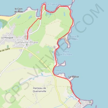 Itinéraire Etape 2 - BARFLEUR à GATTEVILLE-PHARE, distance, dénivelé, altitude, carte, profil, trace GPS