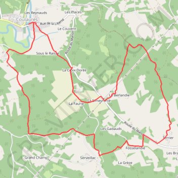 Itinéraire Boucle des châteaux - Coulaures, distance, dénivelé, altitude, carte, profil, trace GPS