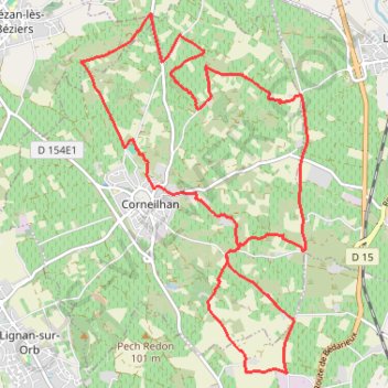 Itinéraire Les Balcons de Corneilhan, distance, dénivelé, altitude, carte, profil, trace GPS