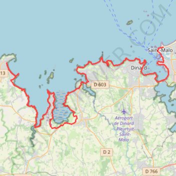 Itinéraire De-Saint-Malo-a-Saint-Cast-Le-Guildo, distance, dénivelé, altitude, carte, profil, trace GPS