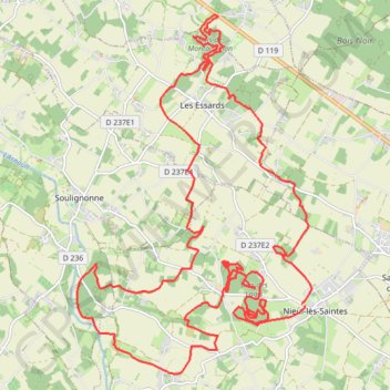 Itinéraire NIEUL LES SAINTES2 AM, distance, dénivelé, altitude, carte, profil, trace GPS