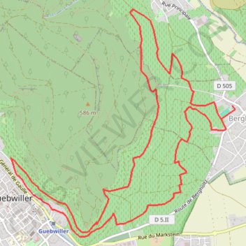 Itinéraire Guebwiller - Circuit de l'Oelberg, distance, dénivelé, altitude, carte, profil, trace GPS