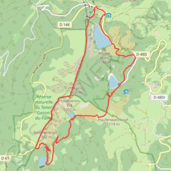 Itinéraire Tour des lacs (blanc, noir, vert, forlet), distance, dénivelé, altitude, carte, profil, trace GPS