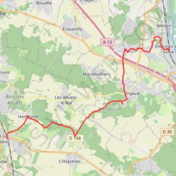 Itinéraire Mareil-sur Mauldre - rando de la Mauldre à la Seine, distance, dénivelé, altitude, carte, profil, trace GPS