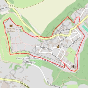 Itinéraire Tour du Château de Coucy, distance, dénivelé, altitude, carte, profil, trace GPS