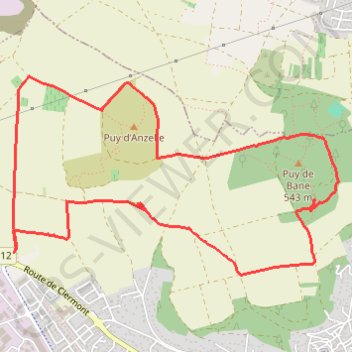 Itinéraire Le Puy de Bane - Cournon-d'Auvergne, distance, dénivelé, altitude, carte, profil, trace GPS