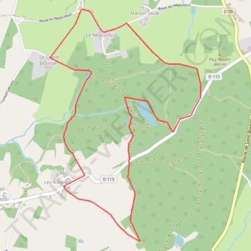 Itinéraire Loopi_StPaul_CircuitEtangDesLandes, distance, dénivelé, altitude, carte, profil, trace GPS