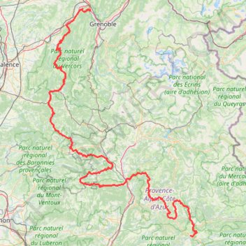 Itinéraire Grenoble castellane, distance, dénivelé, altitude, carte, profil, trace GPS