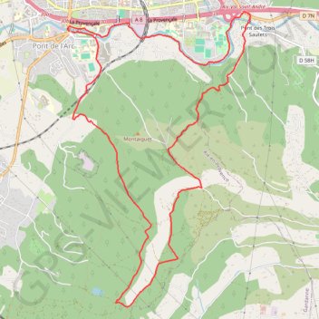 Itinéraire Pont de l'arc - Montaiguet, distance, dénivelé, altitude, carte, profil, trace GPS