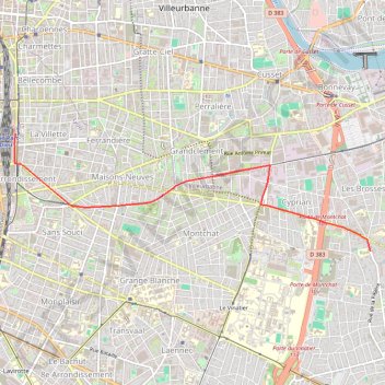 Itinéraire 6. Part Dieu - Collège, distance, dénivelé, altitude, carte, profil, trace GPS