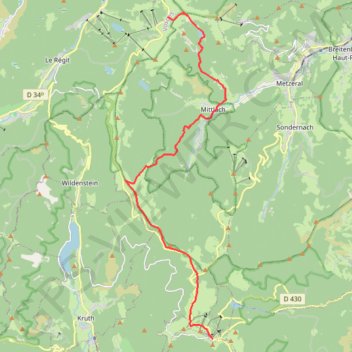 Itinéraire GR5 Hohneck - Markstein, distance, dénivelé, altitude, carte, profil, trace GPS