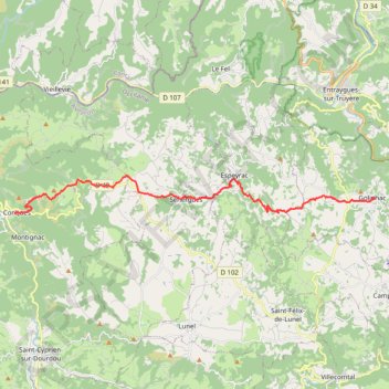Itinéraire estaing_espeyrac-split, distance, dénivelé, altitude, carte, profil, trace GPS