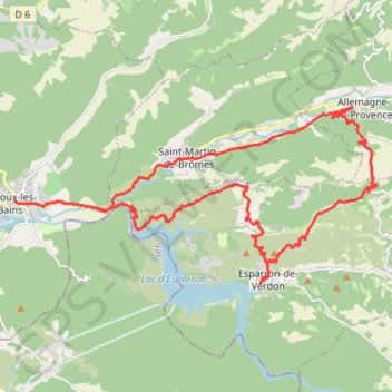 Itinéraire Les Balcons d'Esparron, distance, dénivelé, altitude, carte, profil, trace GPS