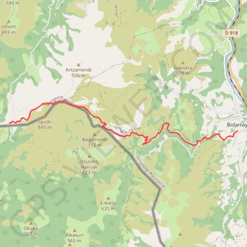 Itinéraire GR10VEAUXBIDARRAY, distance, dénivelé, altitude, carte, profil, trace GPS