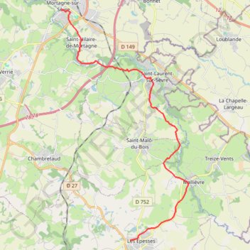 Itinéraire De Mortagne-sur-Sèvre Aux Epesses, distance, dénivelé, altitude, carte, profil, trace GPS